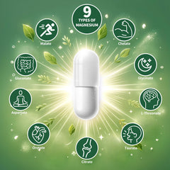 Simlike Magnesium nine-forms capsules poured for a convenient daily option.
