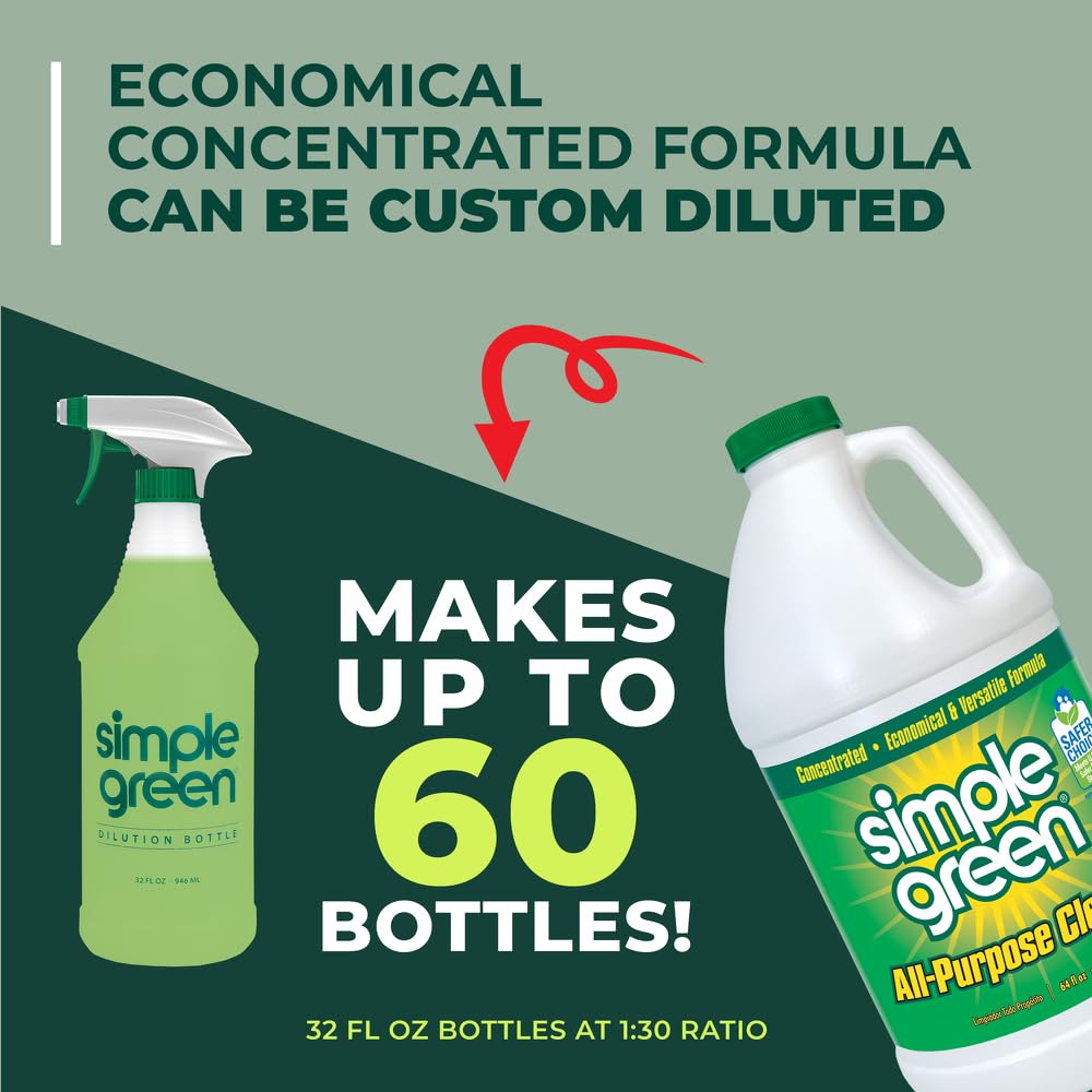 Spray bottle applying Simple Green to a greasy kitchen surface.