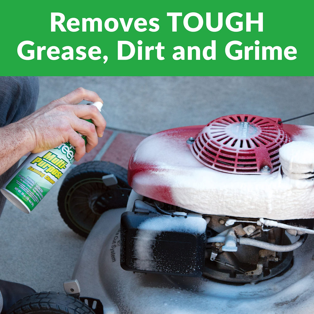 Foaming cleaner clinging to vertical surface during degreasing