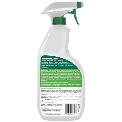 Simple Green Foaming Coil Cleaner foam clings to coils for thorough penetration.