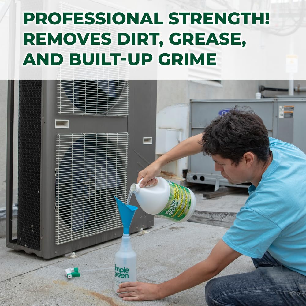 Simple Green Foaming Coil Cleaner spray action on HVAC components demonstrates efficient coverage.