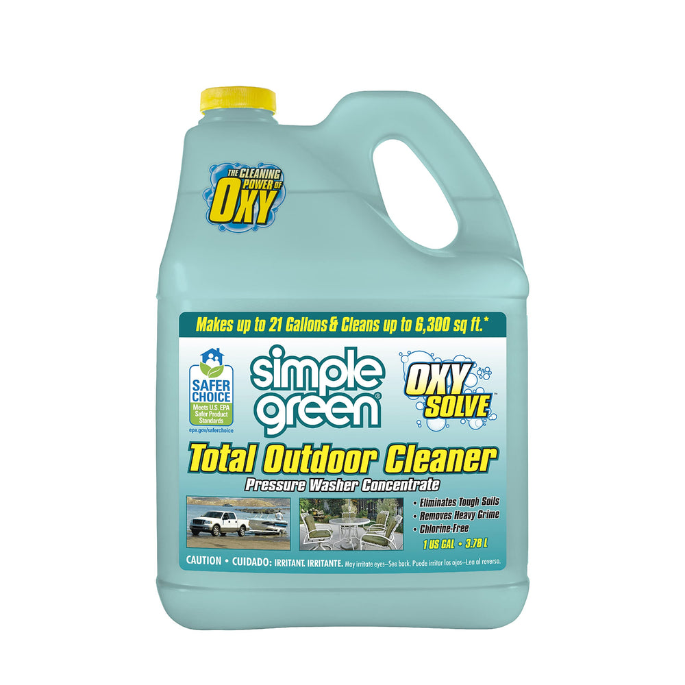 Simple Green Oxy Solve bottle powering outdoor cleaning with peroxide lift.