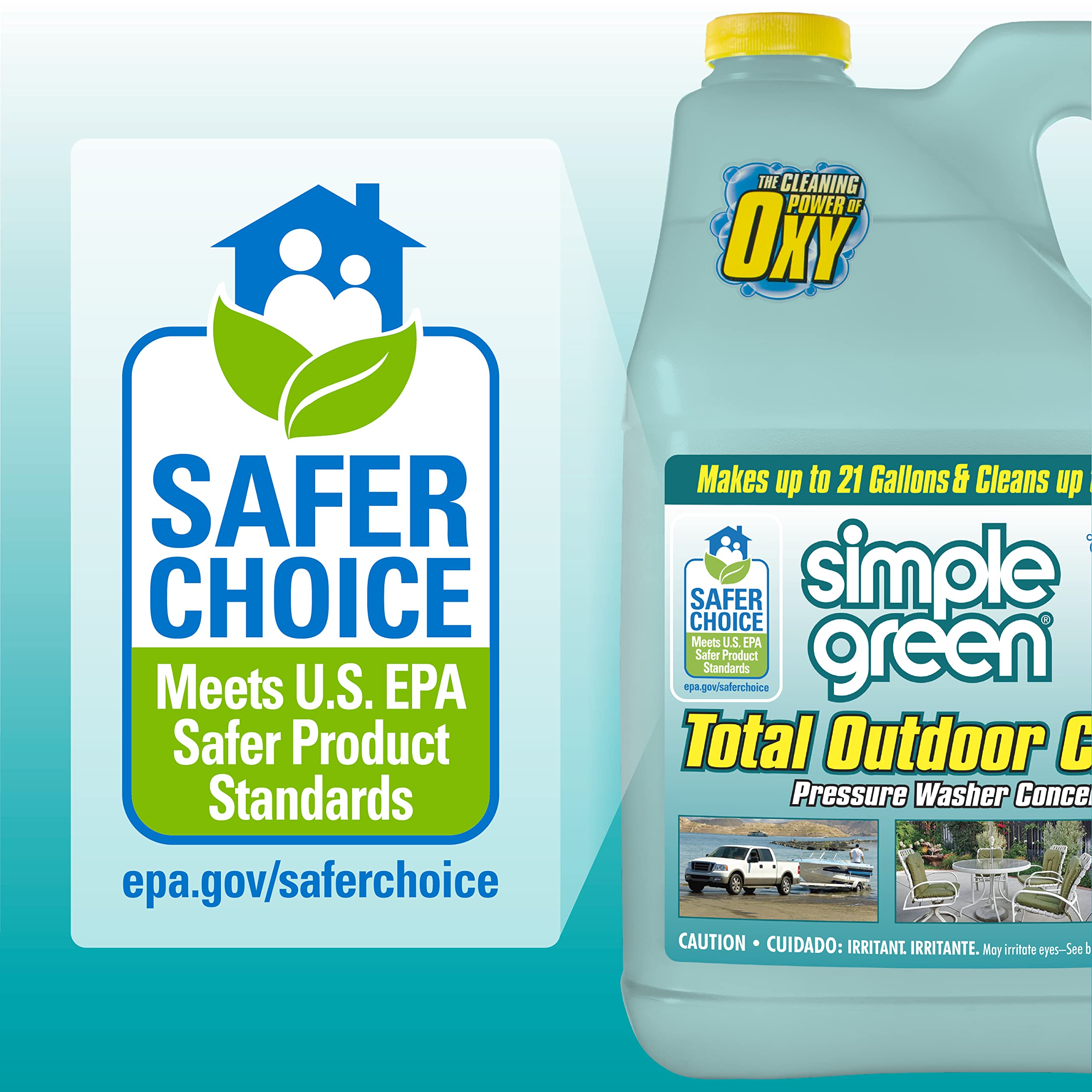 Wood deck being refreshed by Simple Green Oxy Solve cleaner.