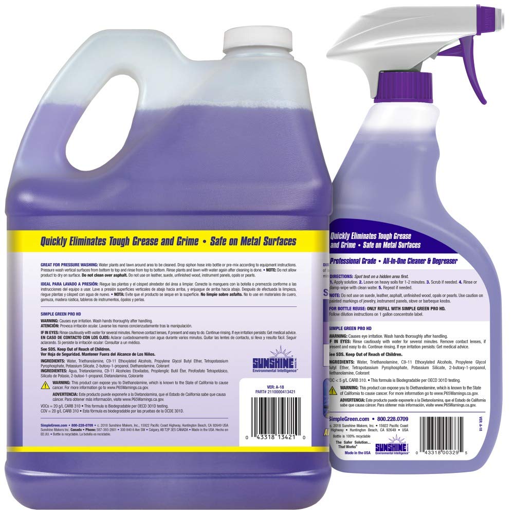 Simple Green Pro HD Purple used in a professional kitchen for degreasing grills and ovens.
