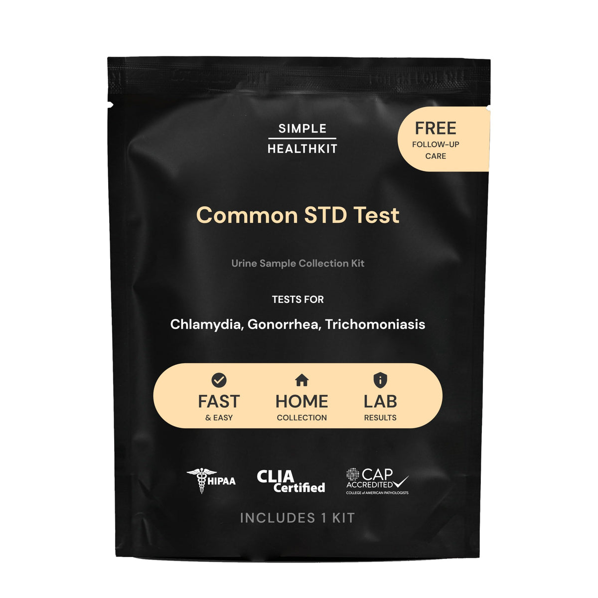 Simple HealthKit common STD test kit packaging for private at-home testing.