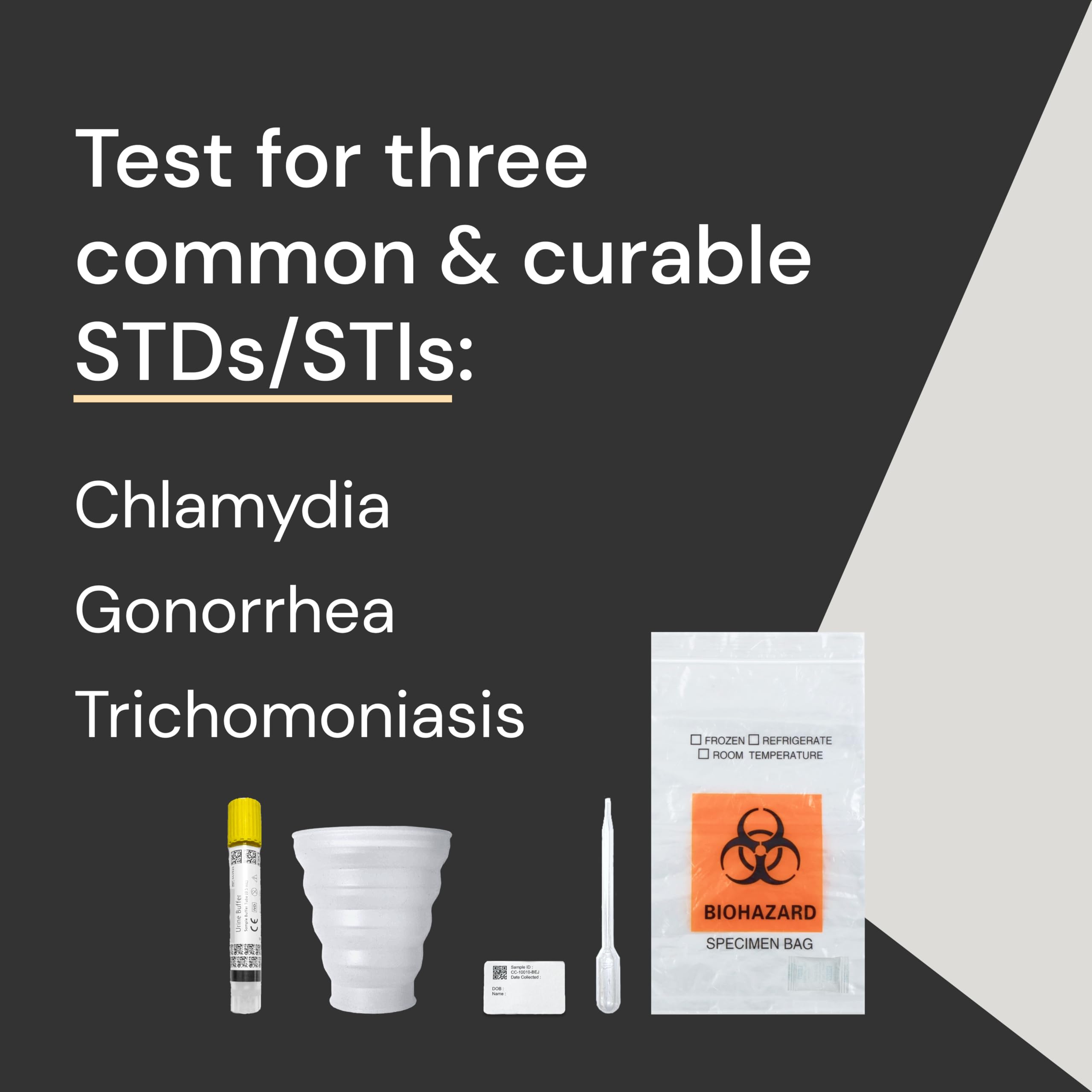 Urine sample collection process with Simple HealthKit for discreet testing.