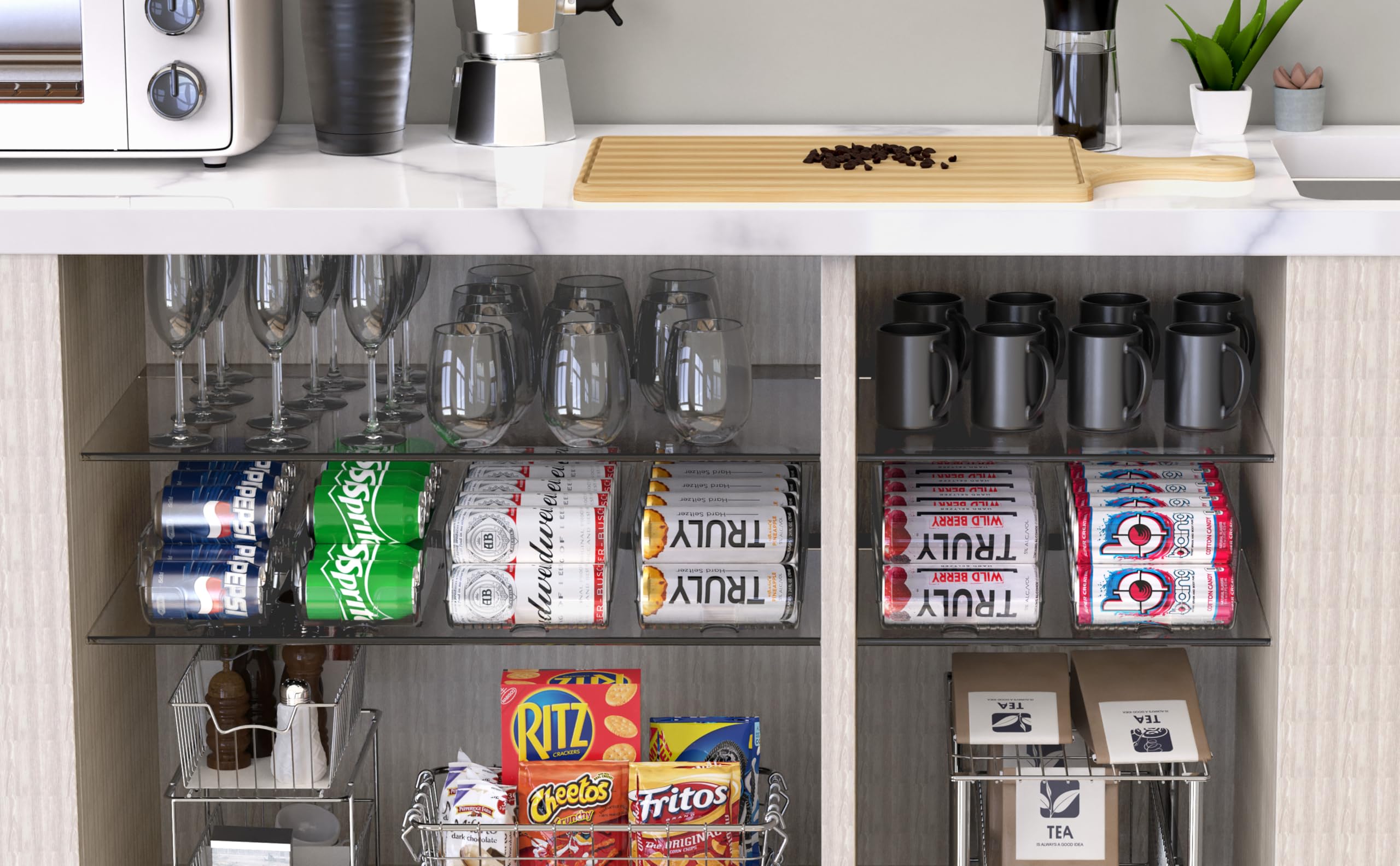 Simple Houseware clear organizer bin simplifies cleanup and maintenance.