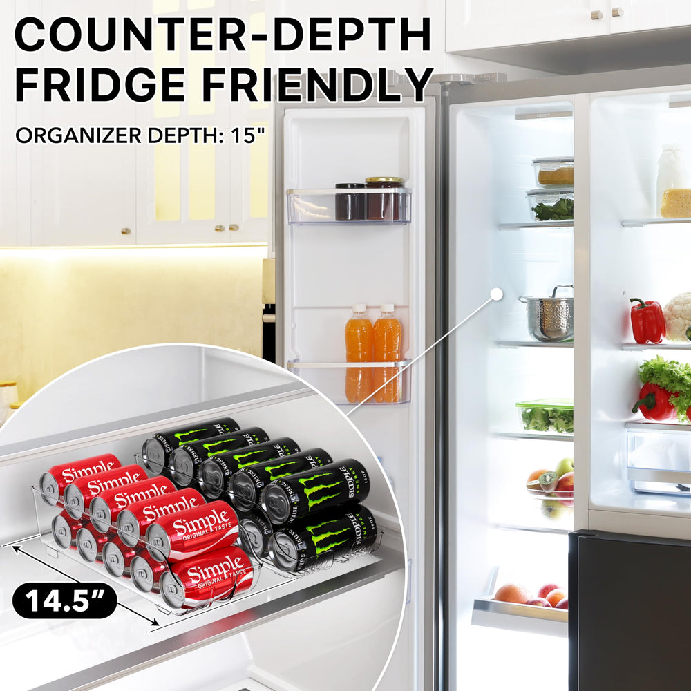 Simple Houseware tall-skinny can organizer fits tall cans on pantry shelves.