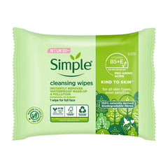 Simple Kind To Skin 25 cleansing wipes face removal, quick makeup removal.