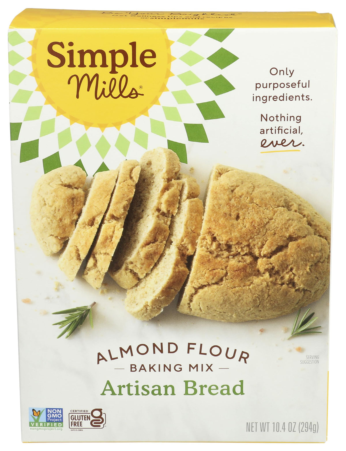 Simple Mills almond flour baking mix front label highlights gluten-free ingredients.