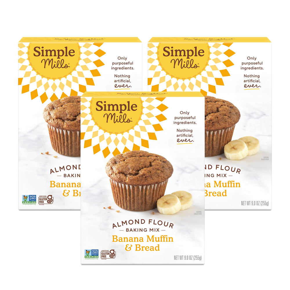 Simple Mills almond flour banana bread mix box with real banana flavor for quick gluten-free baking.