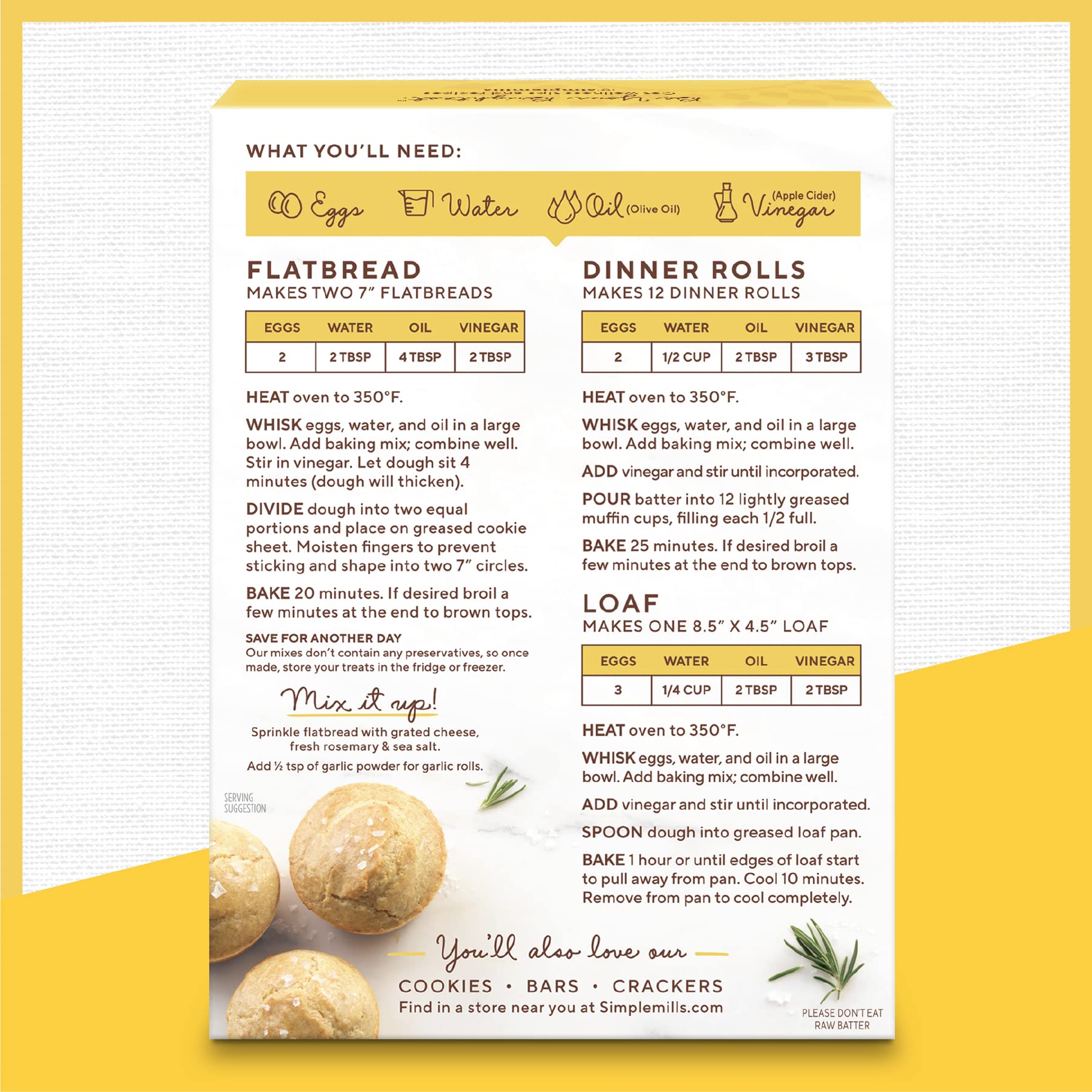Simple Mills gluten-free label on packaging highlights clean ingredients.