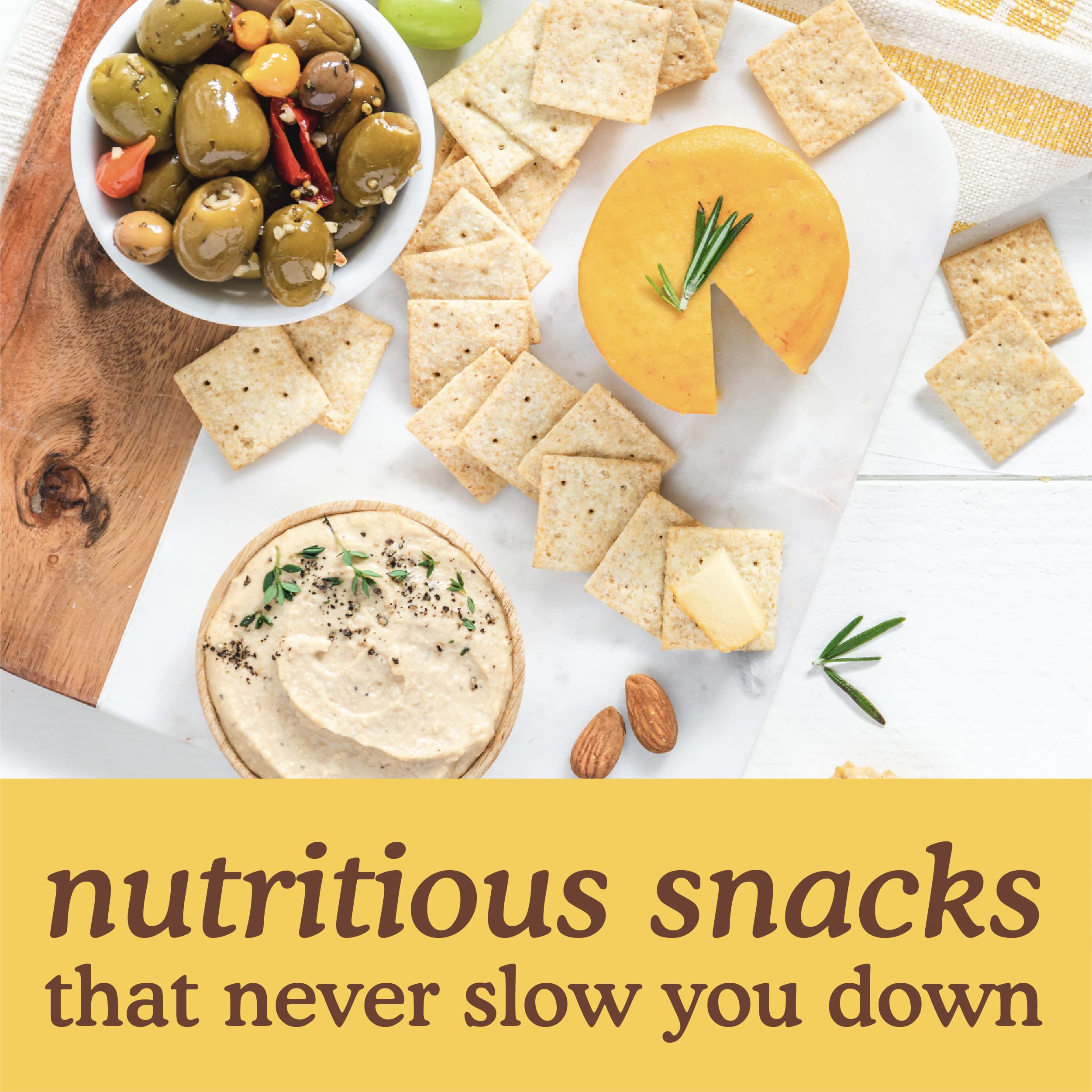 Simple Mills crackers on a charcuterie board adding wholesome crunch