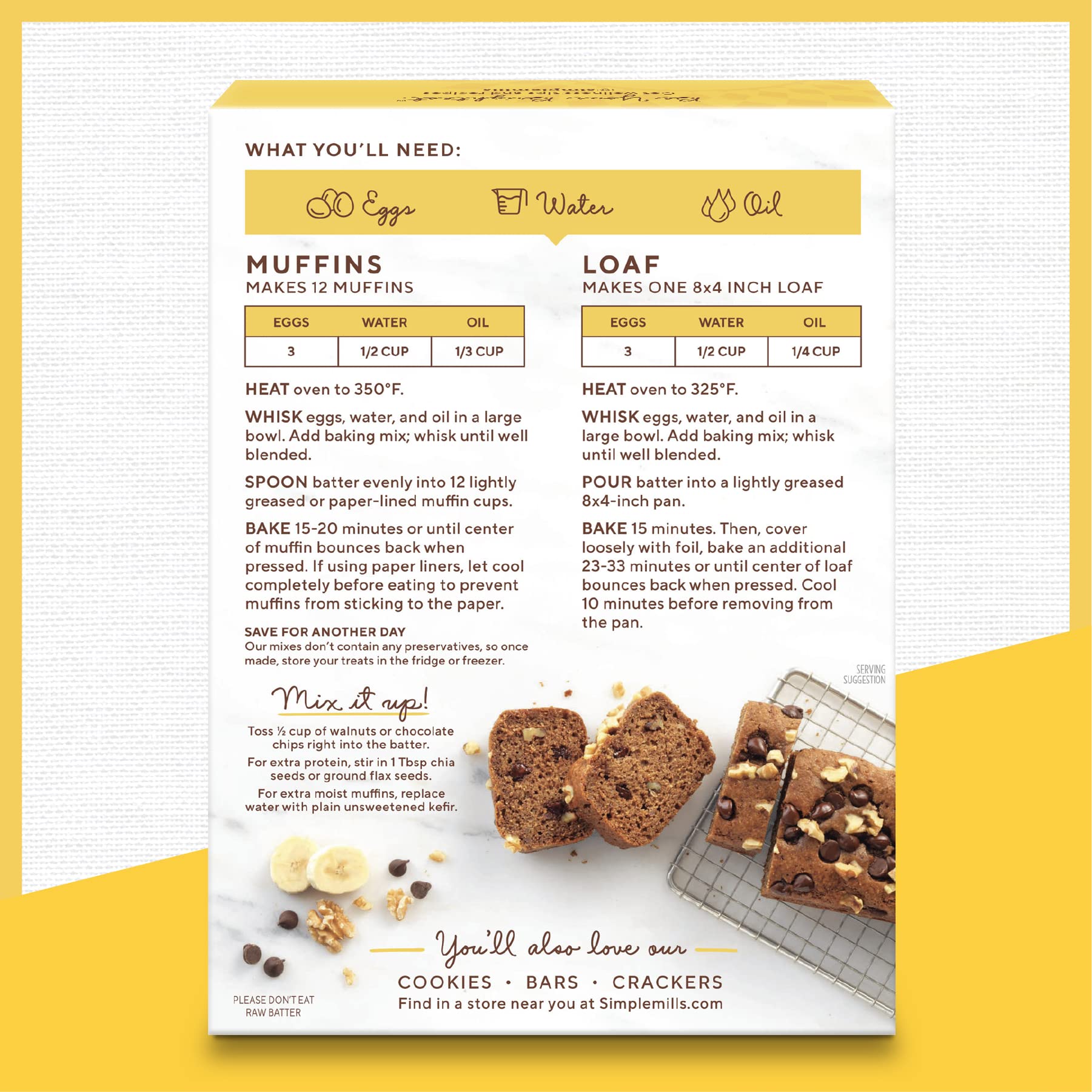 Simple Mills banana bread mix ready-to-bake for quick gluten-free treats.