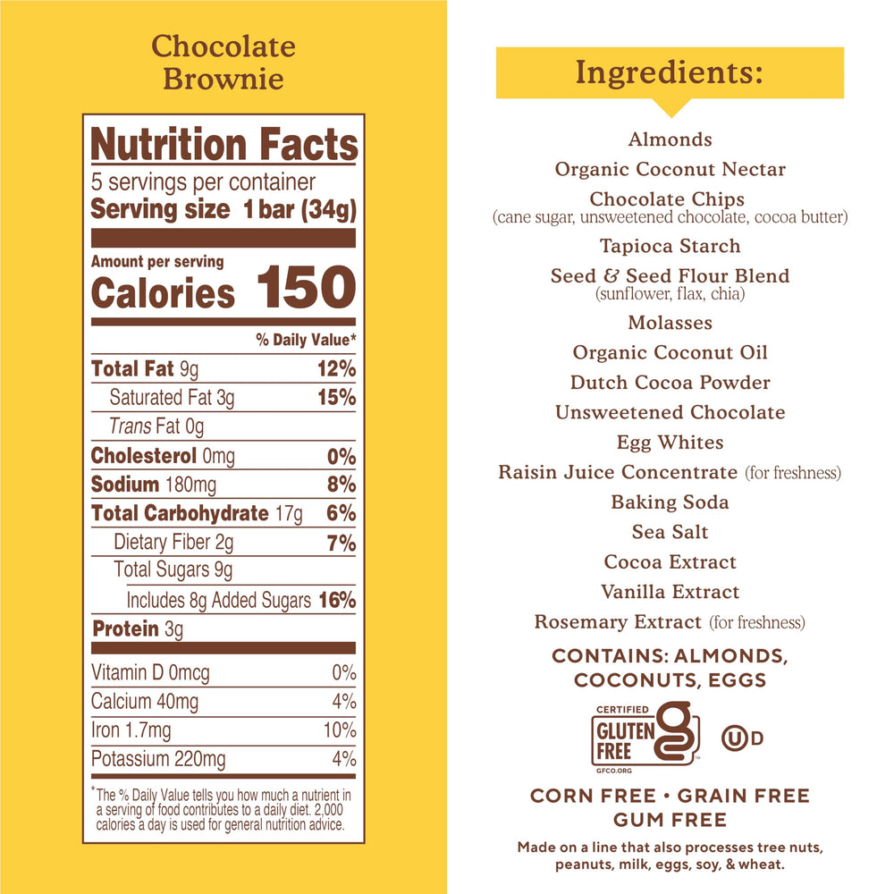 Simple Mills chocolate brownie bar wrap shows soft-baked texture and cocoa