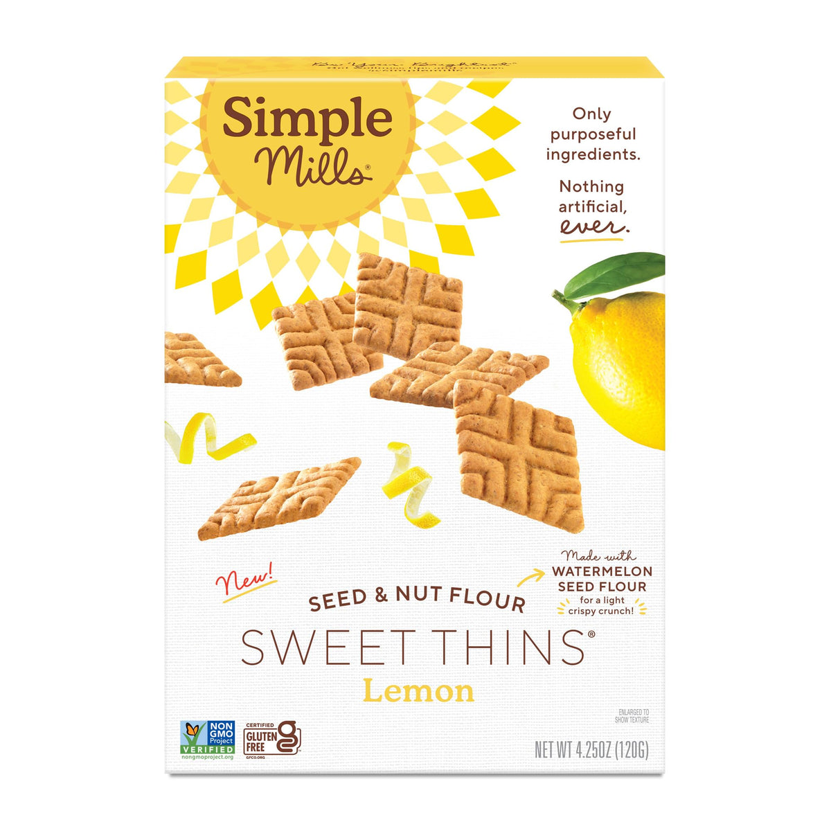 Simple Mills Lemon Sweet Thins pack shot, paleo-friendly lemon snack option
