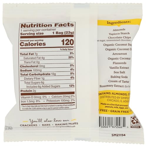 Simple Mills mini cookie snack pack closeup showing texture and chips