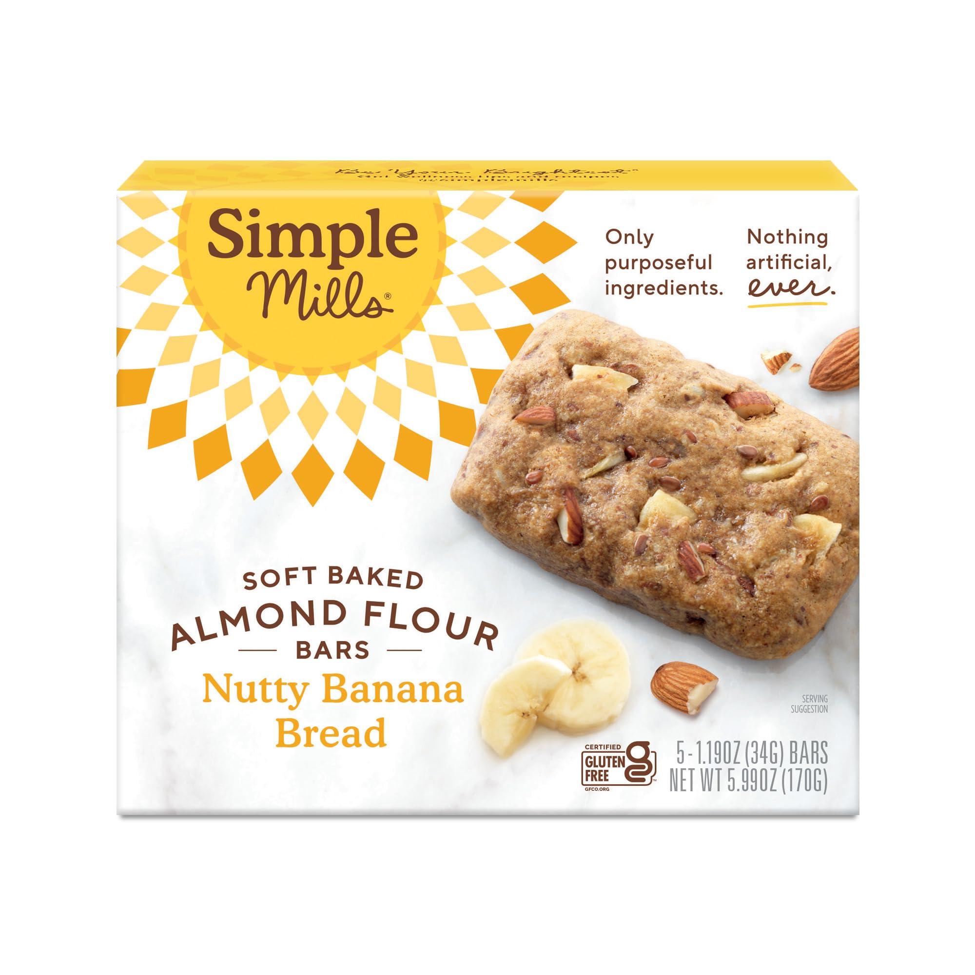 Simple Mills Nutty Banana Bread Bar box, a gluten-free, portable snack for on-the-go energy
