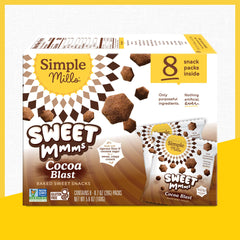 Simple Mills Sweet Mmms Cocoa Blast ingredients: buckwheat and tigernut close-up.