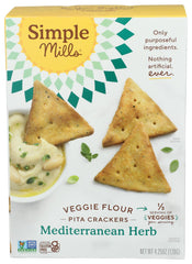 Simple Mills Veggie Pita Crackers Mediterranean Herb in package, gluten-free snack option