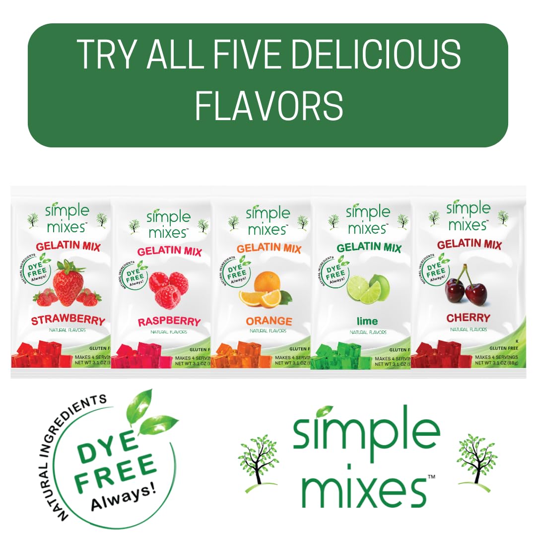 Simple Mixes Strawberry Gel Dessert packaging and 3-pack design