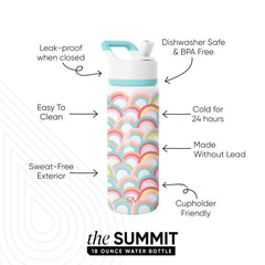 Simple Modern Summit kids bottle with straw lid open for easy sipping