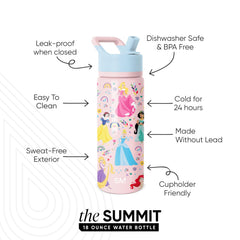 Simple Modern Summit insulated stainless steel bottle keeps drinks cold for hours at school.