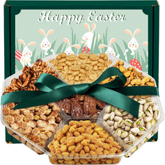 Simple Orchards Easter Nuts Gift Basket on the box front, ideal for gifting.