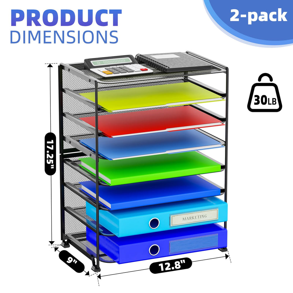 Simple Trending 8-Tier mesh trays categorize papers by project or date.