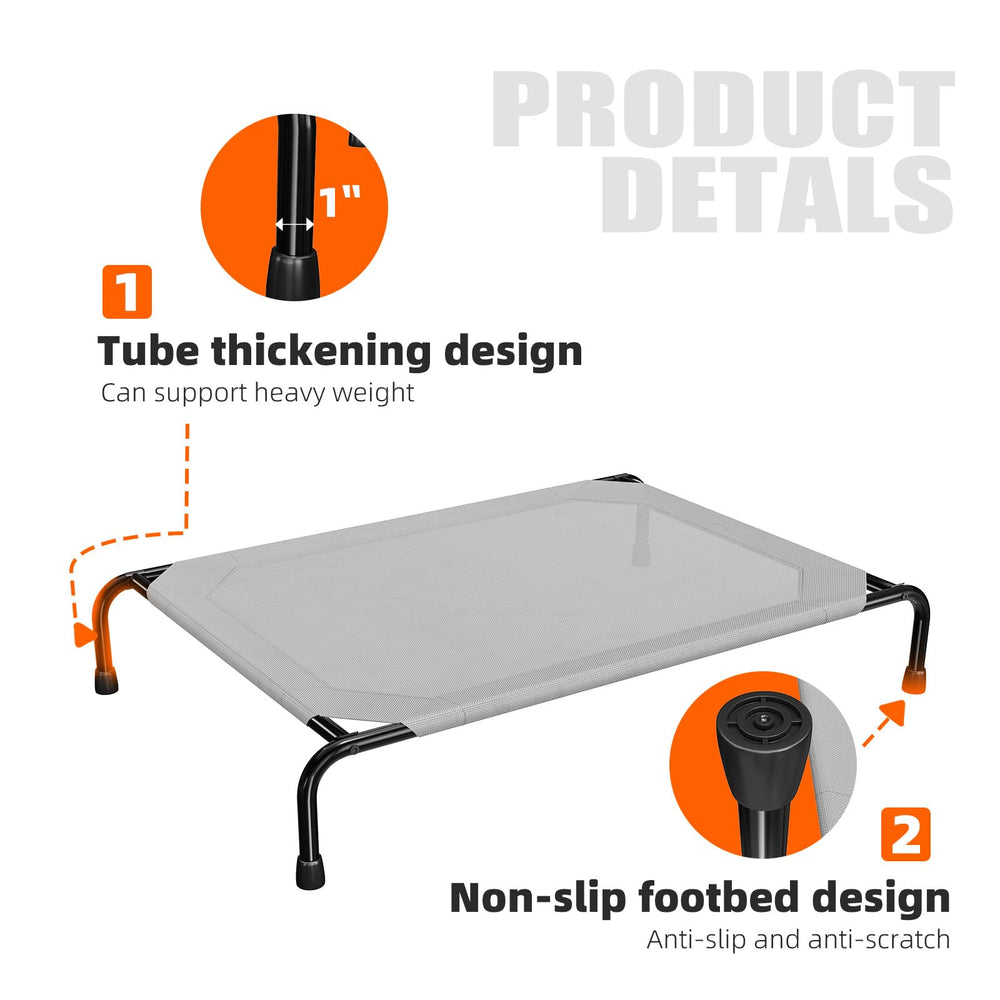Simple Trending raised dog bed outdoors on patio illustrating outdoor use