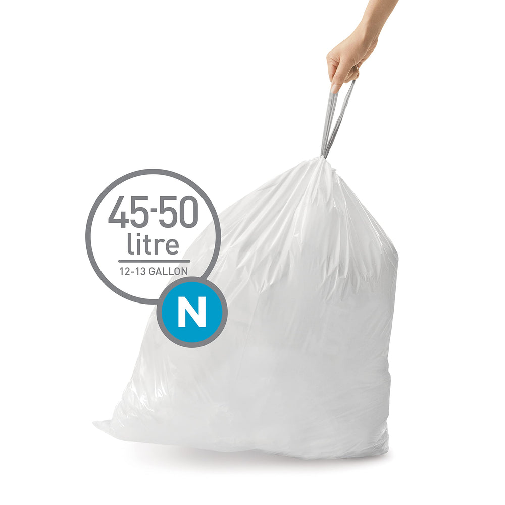 simplehuman Code N drawstring handles simplify lifting and tying after use.