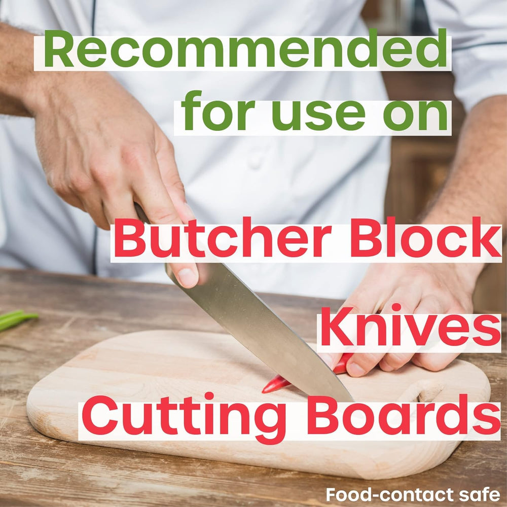 SimpleNature Mineral Oil for cutting boards fills pores and eases cleaning.
