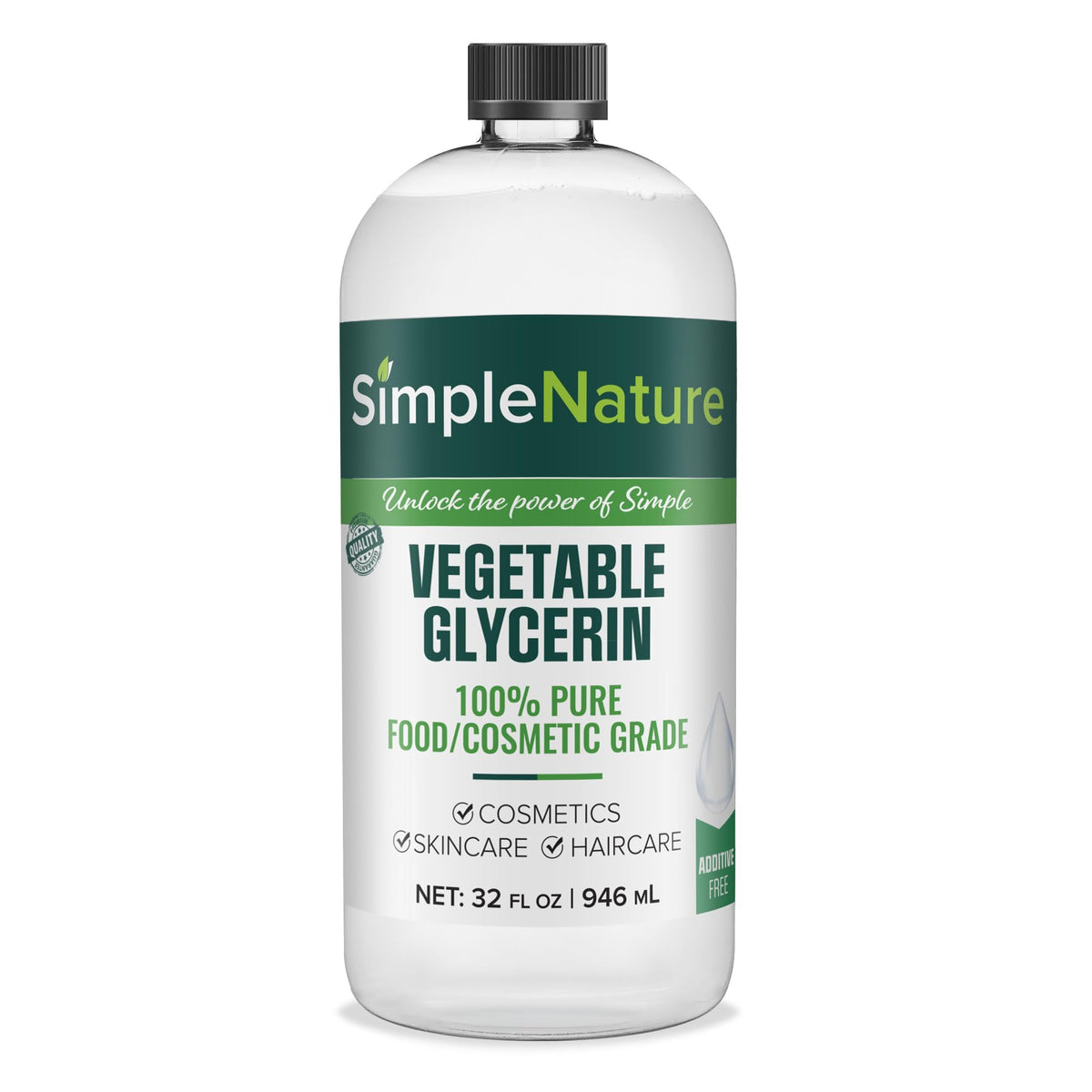 SimpleNature Vegetable Glycerin bottle shows a pure, additive-free base for skincare and crafts.