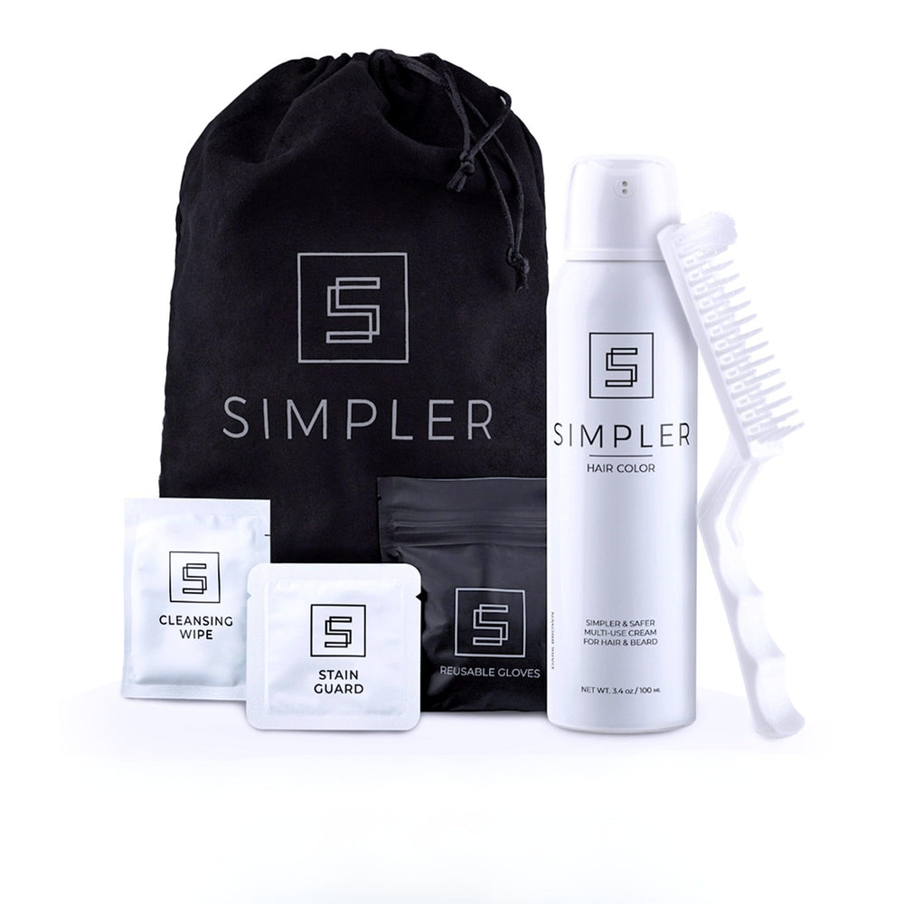 Simpler Hair Color Kit box packaging for quick gray coverage at home.