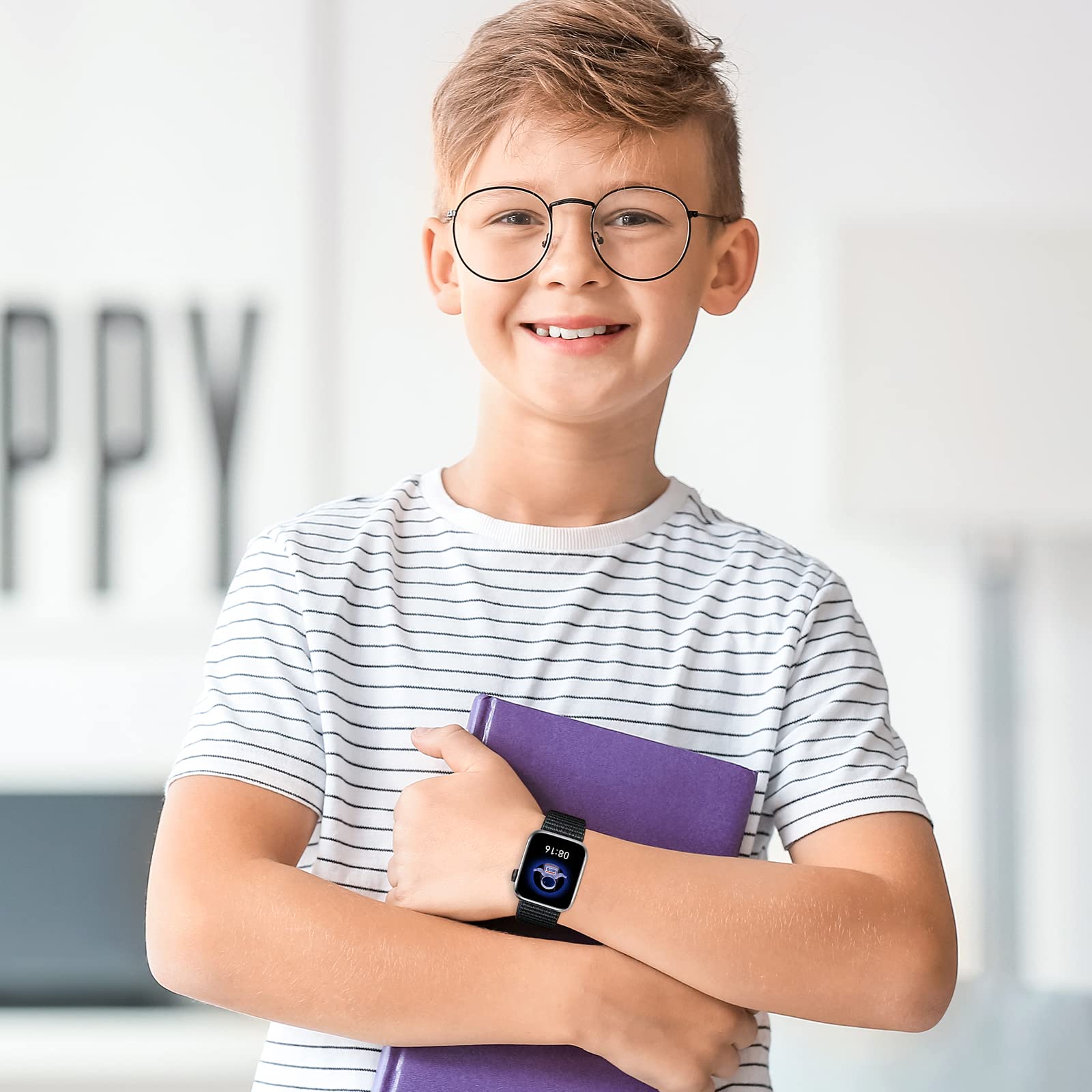 SimpleThings kids watch band secured on the wrist during sports and school