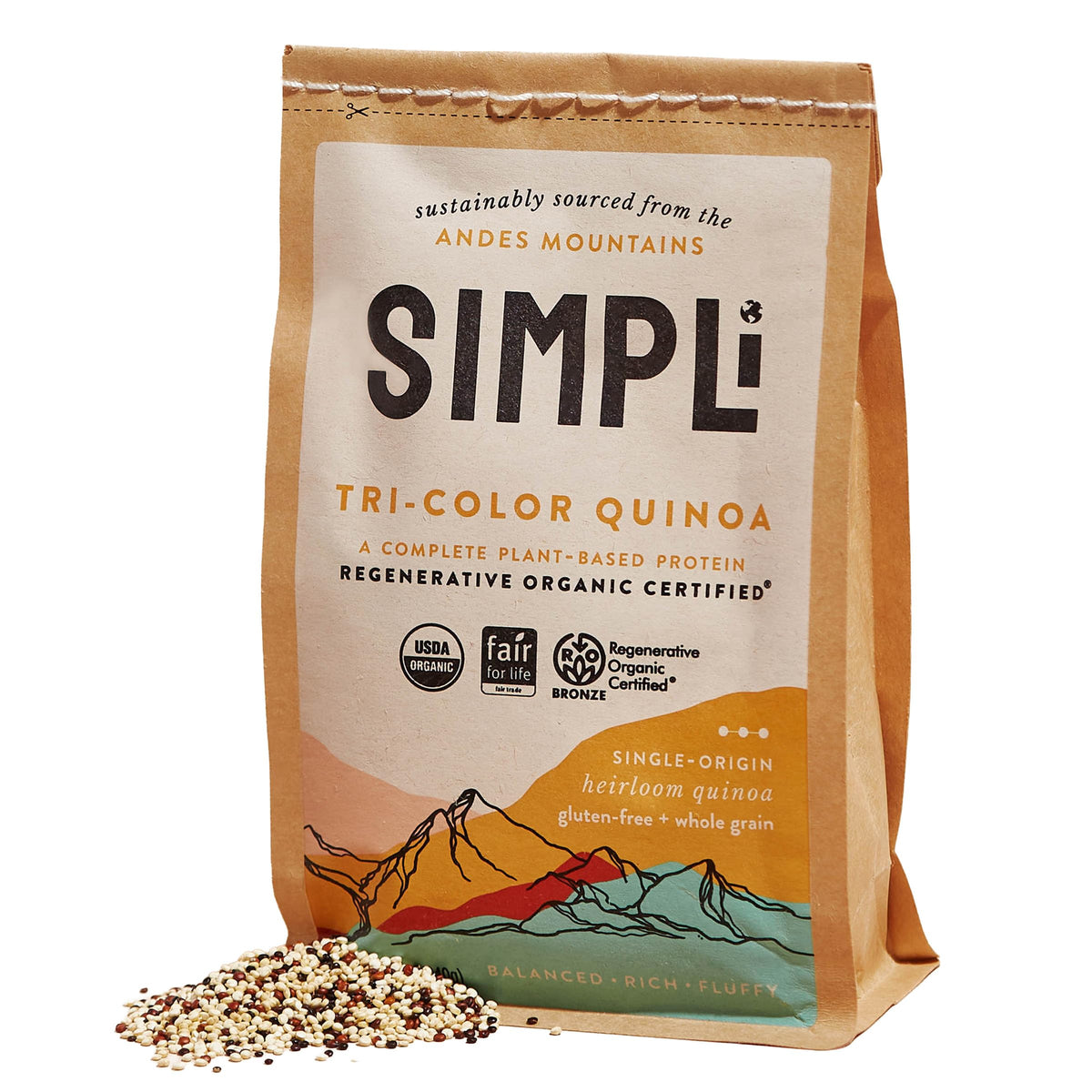 SIMPLi Tri-Color Quinoa bowl ready for a protein-rich meal