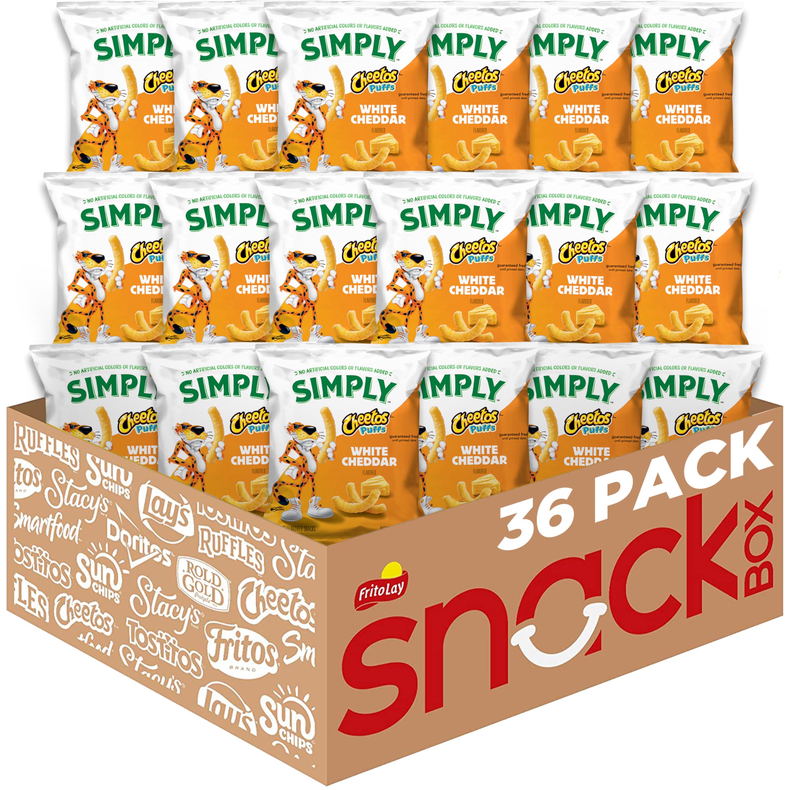 Simply Cheetos White Cheddar puffs in a bag for easy snacking