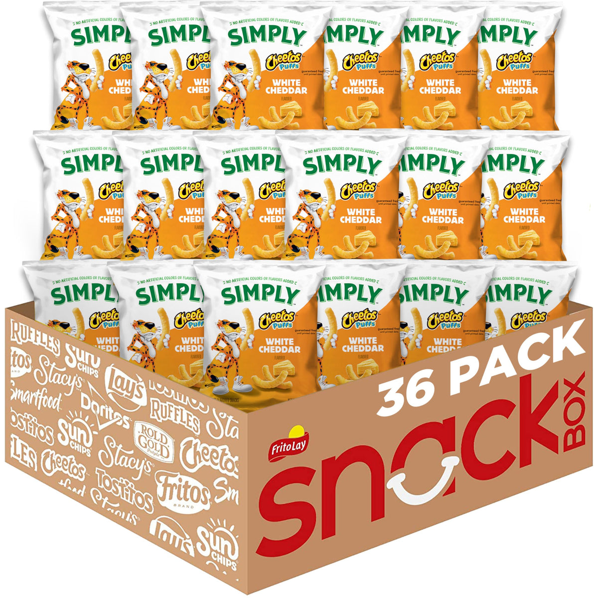 Simply Cheetos White Cheddar puffs in a bag for easy snacking