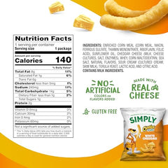 Packaging close-up of Simply Cheetos White Cheddar puffs