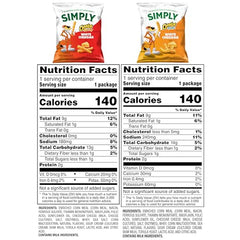 Back packaging of Simply Cheetos White Cheddar Puffs & Crunchy Variety Pack shows freshness details for informed buying.