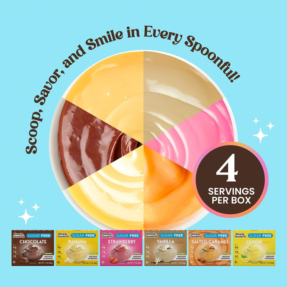 Simply Desserts lemon pudding mix packet adds bright flavor with low calories