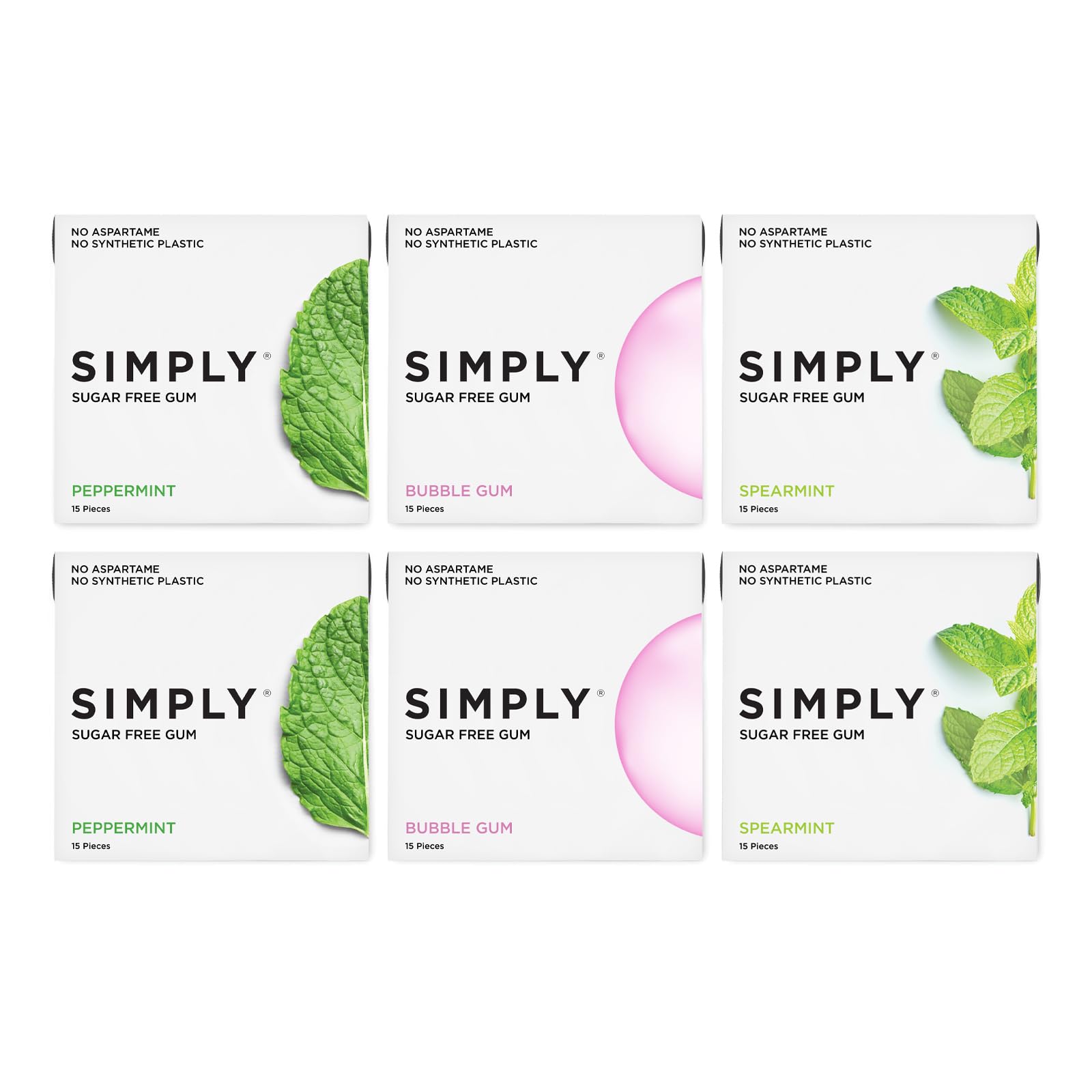 SIMPLY Gum bubblegum variety pack showcases natural chicle chewing with a plastic-free base.