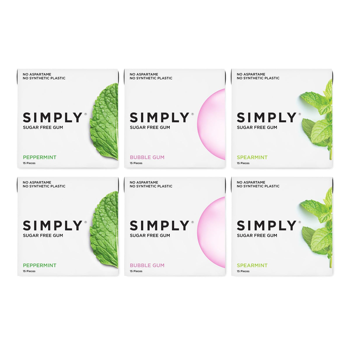 SIMPLY Gum bubblegum variety pack showcases natural chicle chewing with a plastic-free base.
