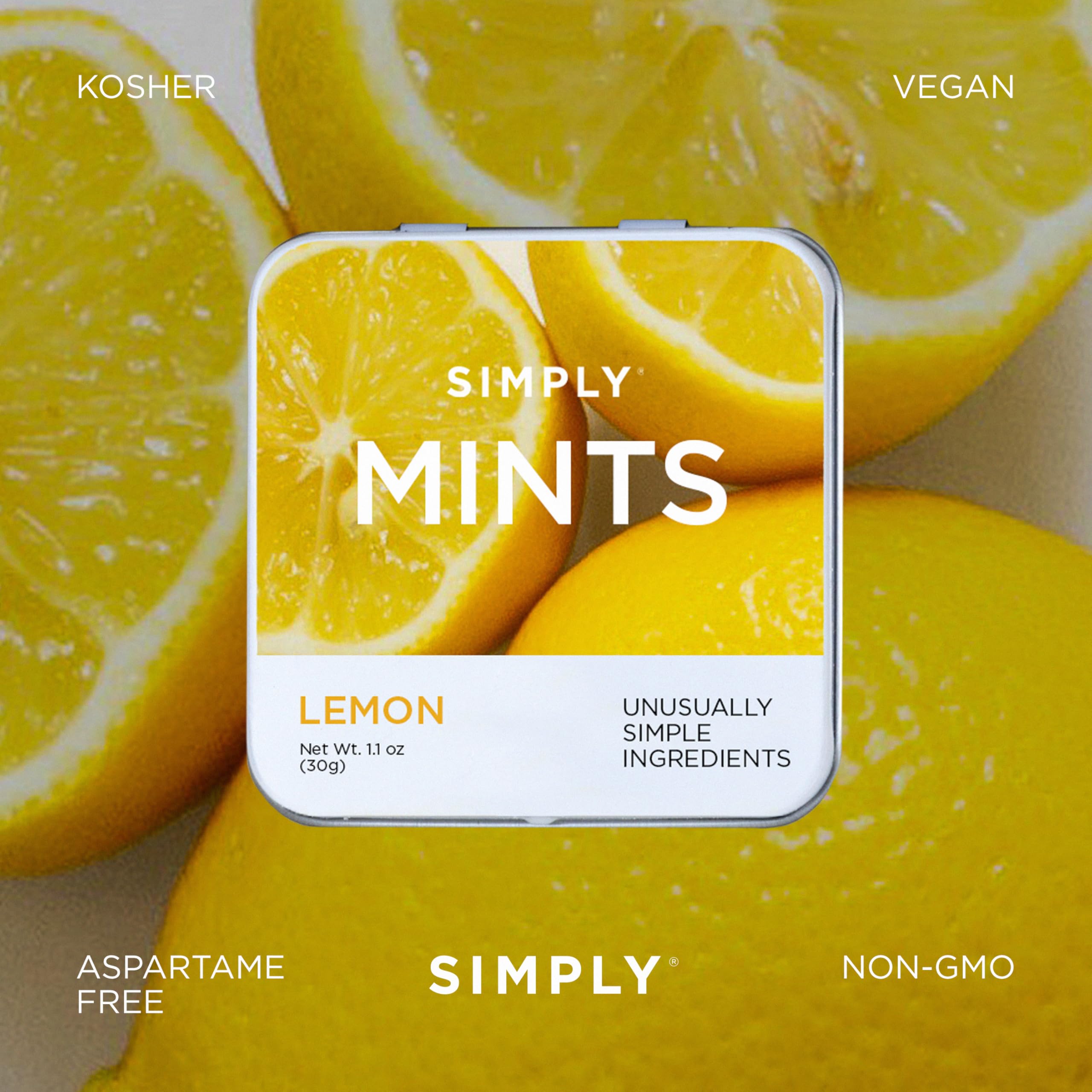 Simply Gum Lemon mints label showcases simple, recognizable ingredients