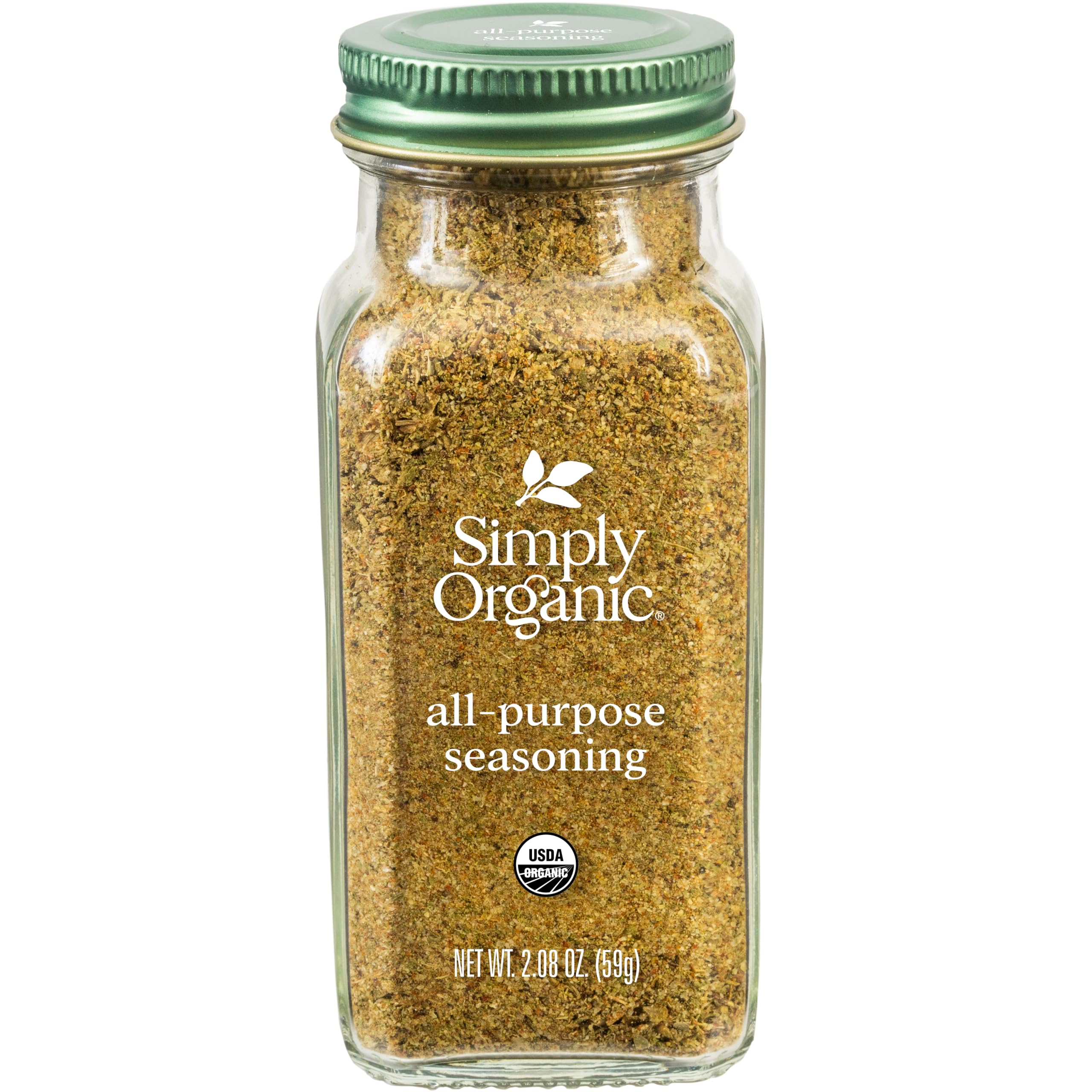 Simply Organic All-Purpose Seasoning bottle shows garlic and herbs for versatile flavor