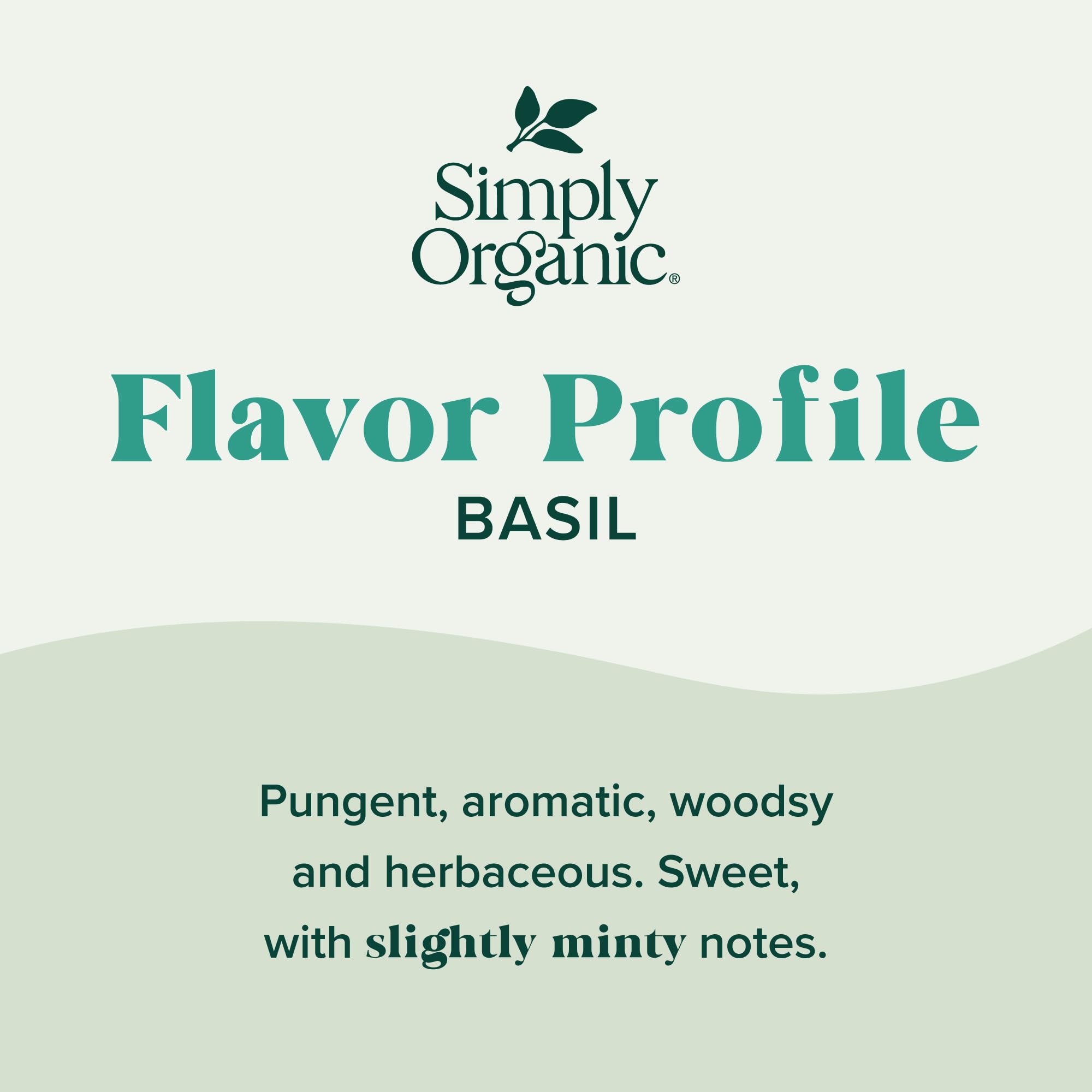 Simply Organic Basil Leaf pour shot showing convenient bottle for quick seasonings.
