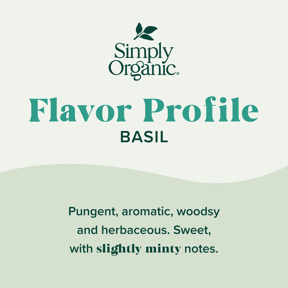 Simply Organic Basil Leaf pour shot showing convenient bottle for quick seasonings.