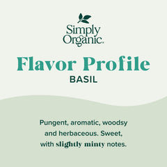 Simply Organic Basil Leaf pour shot showing convenient bottle for quick seasonings.