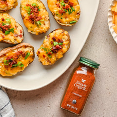 Simply Organic Cayenne label closeup emphasizes organic, kosher-certified quality.
