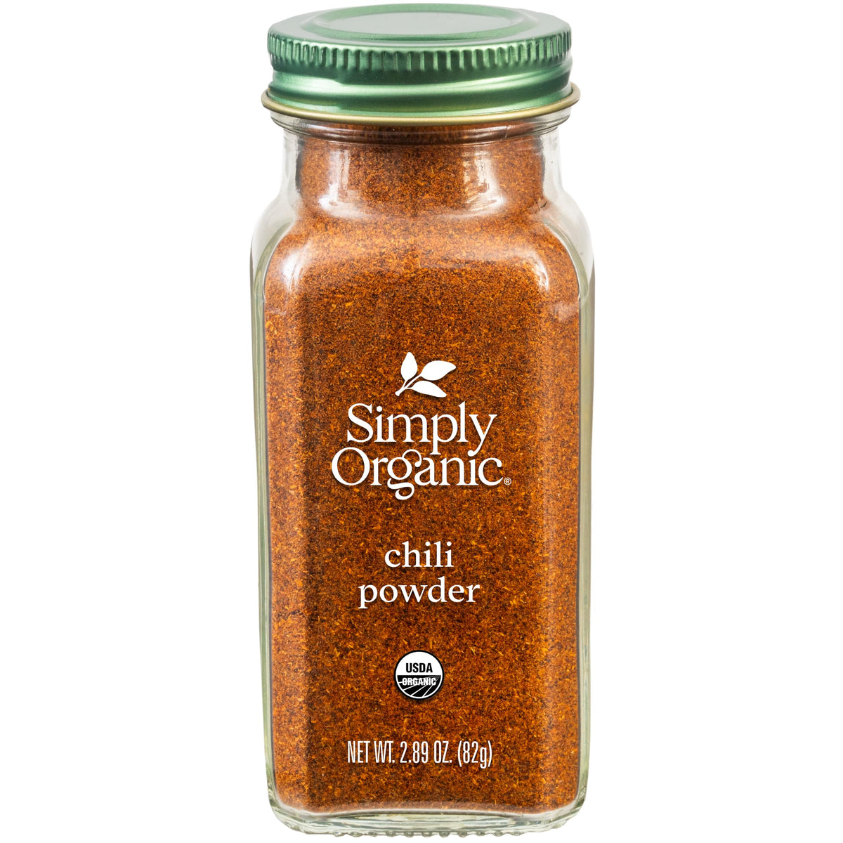 Simply Organic chili powder bottle shows bold organic spices for flavorful meals.